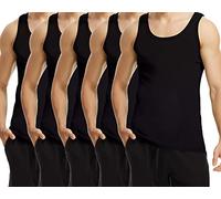 TUUHAW Débardeur Homme Lot de 5 Maillot de 100% Coton Maillot de Corps Noir M