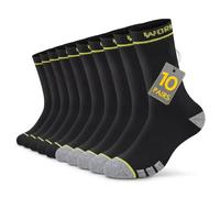 TUUHAW Lot de 10 Chaussettes de Travail Homme 43-46，Chaussettes Homme Coton 43-46,Socquettes, Respirantes et Confortables，Noir Gris