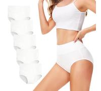 TUUHAW Lot de 5 culottes taille haute pour femme en coton doux sans démangeaisons, blanc, XL