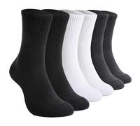 TUUHAW Lot de 6 Chaussettes Homme 43-46,Socquettes Homme 43-46 de Sport,Chaussette Haute pour Hommes,Chaussettes Femme en Coton Respirant et Confortable,Adapté à la Course,Cyclisme,Noir/Blanc/Gris