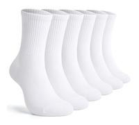 TUUHAW Lot de 6 Chaussettes Homme 43-46,Socquettes Homme 43-46 de Sport,Chaussette Haute pour Hommes,Chaussettes Femme en Coton Respirant et Confortable,Adapté à la Course,Cyclisme,Blanc
