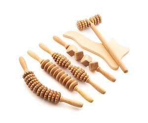 Tuuli Accessoires Maderotherapie Kit de Massage Anti Cellulite Drainage Lymphatique Masseur Rouleau Bois