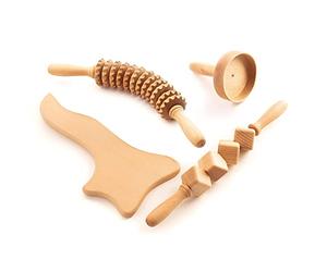 tuuli Accessories Maderotherapie Cellulite Set de Massage en Bois Rouleau Coupe Suédoise