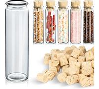 Tuuters.de 25x Verres décoratifs avec des Bouchons en liège Naturel, Idéal pour des Cadeaux, Paroi épaisse (75 x Ø24mm)