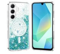 TUUTPU Coque à Paillettes pour Samsung Galaxy A56 5G Compatible avec MagSafe, Magnétique Étui Transparente Glitter Brillante Étincelant Mignon pour Femmes Case Antichoc Anti Rayures Housse, Bleu Vert