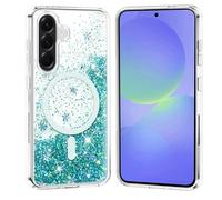 TUUTPU Coque à Paillettes pour Samsung Galaxy S24 Compatible avec MagSafe, Magnétique Étui Transparente Glitter Brillante Étincelant Mignon pour Femmes Case Antichoc Anti Rayures Housse, Bleu Vert