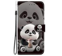 TUUTPU Coque pour Samsung Galaxy A15 5G, Étui Portefeuille Housse en Cuir PU de Protection Magnetique à Rabat et Support Pochette Dragonne avec Porte Carte Flip Motif Case, Ours au Lait au thé