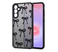 TUUTPU Coque pour Samsung Galaxy A27 5G, Étui Mat Translucide avec Motif de Nœud Arc Papillon Minimaliste Housse PC Dur Arrière Anti-Rayures + TPU Bumper Fine Antichoc, Noir