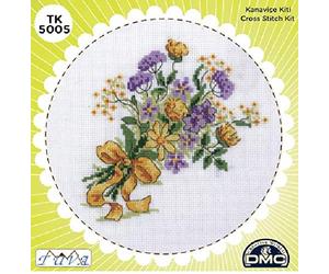 Tuva Boîte à coudre en métal décoratif Aida 14 carats DMC en coton avec aiguille, ciseaux, motif