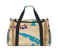 Tuvalu Sac de sport de voyage pour femme Motif carte et îles, noir, One Size