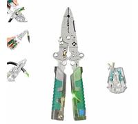 Tuvilo Electrical Pliers,18 In1 Foldable Ｗire Stripper,Foldable Alloy Steel Multitool with Insulated-Grip,Wire Stripping Pliers for Cutting And Pulling Wires Cable,Cable Cutters with Plier,Crimper (A)