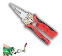 Tuvilo Electrical Pliers, Folding Stylus Screwdriver Wire Stripper, 8 in 1 Wire Stripper with Voltage Tester, Multi-tool for Awg 8-16 Suitable for Home Repairs and Professional Construction (Red)
