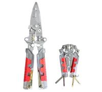 Tuvilo Electrical Pliers, Folding Stylus Screwdriver Wire Stripper, Multitool with Voltage Tester, Crimper Tool, Ergonomic Non-Slip Grip (Red Handle, Hexagonal Wrench Stripper)