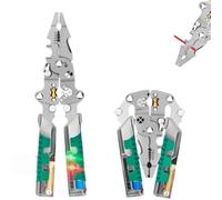 Tuvilo Electrical Pliers, Folding Stylus Screwdriver Wire Stripper, Multitool with Voltage Tester, Crimper Tool, Ergonomic Non-Slip Grip (Green Handle, Wire Stripper with Electrical Tester)