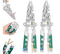 Tuvilo Electrical Pliers, Folding Stylus Screwdriver Wire Stripper, Wire Stripper with Voltage Tester, Crimper Tool with Ergonomic Non-Slip Grip for Cutting