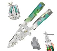 Tuvilo Electrical Pliers, Folding tester, 18 in 1 Foldable Ｗire Stripper, Multifunctional Wire Stripping Pliers for Cutting and Pulling Wires Cable,Cable Cutters with Plier (A)