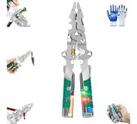 Tuvilo Electrician'S Pliers，Multi-Function Folding Contact Screwdriver Wire Stripper，Voltage Tester with Screwdriver at The Tail，Safe And Non-Slip，Suitable for Wire Cutting And Stripping (1PCS)