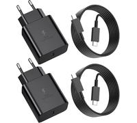 Tuvoyo 45W Chargeur USB C Compatible avec Samsung, 2 Pack Charge Rapide pour Galaxy S25 Ultra/S25+/S25/S24 Ultra/S24+/S24/S23/S22/S21/A56/A55/A36/A16/Flip 6,Tab S10 et 1,8M Câble,Prise Secteur USB C