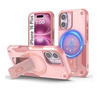Tuvror Magnétique Coque pour iPhone 16 Plus avec Support, [Compatible avec MagSafe] Support intégré, Protection Militaire, Coque de Téléphone Robuste Antichoc pour iPhone 16 Plus, Rose