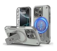 Tuvror Magnétique Coque pour iPhone 16 Pro Max avec Support, [Compatible avec MagSafe] Support intégré, Protection Militaire, Coque de Téléphone Robuste Antichoc pour iPhone 16 Pro Max, Gris