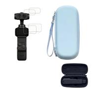 Tuvzylory Ensemble de protection de rangement compatible avec Insta360 Luna Ultra, sac en EVA avec dragonne et film en verre trempé HD, kit groupé pour Vloggers Travel (bleu)