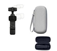 Tuvzylory Ensemble de protection de rangement compatible avec Insta360 Luna Ultra, sac en EVA avec dragonne et film en verre trempé HD, kit groupé pour Vloggers Travel (gris)
