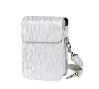 Tuvzylory Étui rétro en polyuréthane brossé compatible avec Instax Mini Liplay - Pochette de rangement de protection avec fermoir en métal, style brossé (blanc nacré)