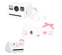 Tuvzylory Kit de protection pour appareil photo Polaroid Go/Gen2, bouchon d'objectif animal mignon + Housse en silicone avec cordon (chat rose)
