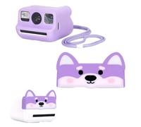 Tuvzylory Kit de protection pour appareil photo Polaroid Go/Gen2, bouchon d'objectif animal mignon + Housse en silicone avec cordon (Purple Corgi)