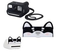 Tuvzylory Kit de protection pour appareil photo Polaroid Go/Gen2, bouchon d'objectif animal mignon + Housse en silicone avec cordon (Corgi noir)