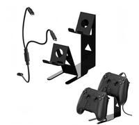 Tuvzylory Support en métal compatible avec Steam Controller 2, design à double fente, avec câble de charge répartiteur en Y, support de jeu pour les amateurs de jeux de bureau