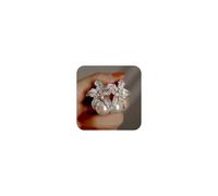 Tuwiqsdi Boucles d'oreilles à tige en argent sterling 925 avec perle de lys - Boucles d'oreilles classiques brillantes en forme de fleur de diamant CZ - Deux tons - Boucles d'oreilles de mariage pour
