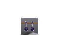 Tuwiqsdi Boucles d'oreilles à tige en argent sterling 925 en forme de goutte d'eau classique brillant blanc/violet avec cristaux CZ pour femme (violet)