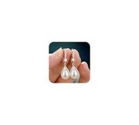 Tuwiqsdi Boucles d'oreilles pendantes classiques en argent sterling 925 avec perles en forme de goutte d'eau et cristaux CZ brillants