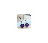 Tuwiqsdi Boucles d'oreilles pendantes en argent sterling 925 avec pierre de lune naturelle, lapis, cuivre, turquoise, quartz rose, onyx, pour femme (violet)