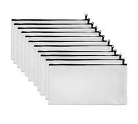 tuwiwol 10x Trousses de Maquillage en Toile - Rangez Vos Cosmétiques Et Plus Dans Le Style Boîtes De Papeterie En Tissu Léger Sacs De Papeterie, Blanc + Noir, 12 * 21 cm