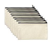 tuwiwol 10x Trousses de Maquillage en Toile - Rangez Vos Cosmétiques Et Plus Dans Le Style Boîtes De Papeterie En Tissu Léger Sacs De Papeterie, Beige + Noir, 11 * 18 cm