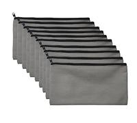 tuwiwol 10x Trousses de Maquillage en Toile - Rangez Vos Cosmétiques Et Plus dans Le Style Boîtes De Papeterie en Tissu Léger Sacs De Papeterie, Gris + Noir, 12 * 21 cm