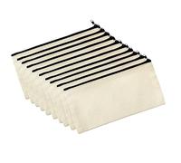 tuwiwol 10x Trousses de Maquillage en Toile - Rangez Vos Cosmétiques Et Plus Dans Le Style Boîtes De Papeterie En Tissu Léger Sacs De Papeterie, Beige + Noir, 12 * 21 cm