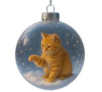 tuwiwol Boule à neige 3D en forme de chat, décoration de Noël en cristal, pendentif léger acrylique, cadeau idéal pour les amoureux des chats, E