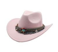 tuwiwol Casquette Sombrero de Cowgirl légère et confortable pour filles, chapeau de Cowboy occidental creux en laine de Polyester pour enfants, Premium, Rose