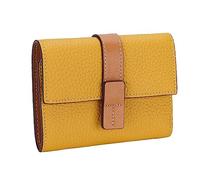 tuwiwol Cuir Femmes Sac à Main rectangulaire à Trois Volets Fermeture éclair moraillon Porte-Carte Compartiment à Monnaie Photo Dossier Portefeuille Cadeau d'anniversaire, Jaune