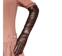 tuwiwol Gants longs en cuir PU faciles à assortir pour femmes, à la mode, large Application, confortables, longs gants en cuir PU pour femmes, café léger, M.