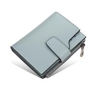 tuwiwol Mode Femmes Portefeuilles Couleur Unie en Cuir PU Porte-Carte Fermeture éclair moraillon Sac à Main Style Simple pièce Sac Grande capacité, Bleu Clair