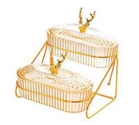 tuwiwol Plateau de Fruits secs Multi-usages avec Couvercle, Plateau d'apéritif pour collation, apéritif, Noix, 3 Couches, Blanc, Ambre, 2 Couches