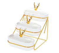 tuwiwol Plateau de Fruits secs Multi-usages avec Couvercle, Plateau d'apéritif pour collation, apéritif, Noix, 3 Couches, Blanc, Blanc, 3 Couches