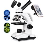 Tuword Microscope(40-1000X) Optique Microscopes Biologique Monoculaire avec Source De Lumière LED Et Support De Téléphone Portable