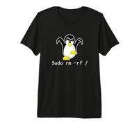 Tux Linux Penguin Sudo RM RF Hacker d Ordinateur T-Shirt Haut de Gamme