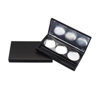 TUXCAXI Boîtier de Maquillage avec 3 Compartiments pour Les palettes de | paupières vides. Pratique pour les voyages. Boîtier noir mat pour créer ses propres cosmétiques. Miroir intégré pour un