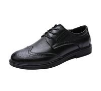 Tuxedo Oxford Shoes for Men Genuine Leather Lace-up Wingtip Non Slip Anti-Slip Hollow Breathable Formal Dress Shoes for Wedding and Working(43 EU)